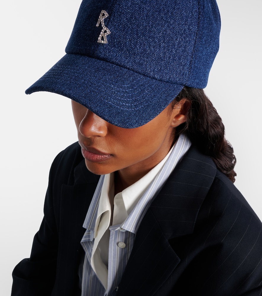 Rb Embellished Denim Baseball Cap