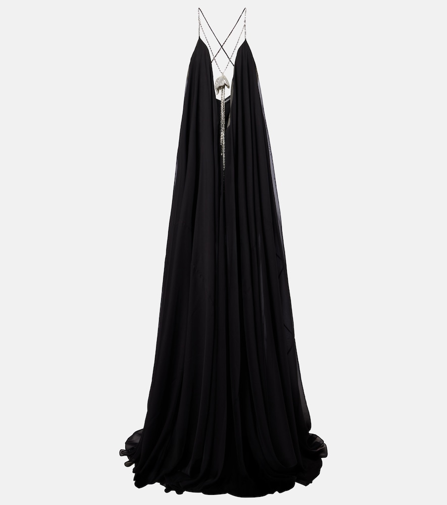 David Koma Embellished Chiffon Gown In Black