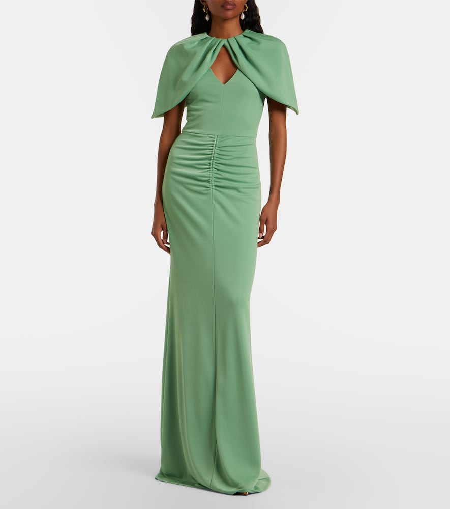 Rebecca Vallance Isla caped ruched gown