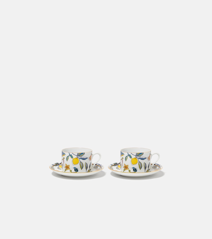 La Doublej Unisex White Borboni Set Of 2 Porcelain Teacups And Saucers - Mytheresa