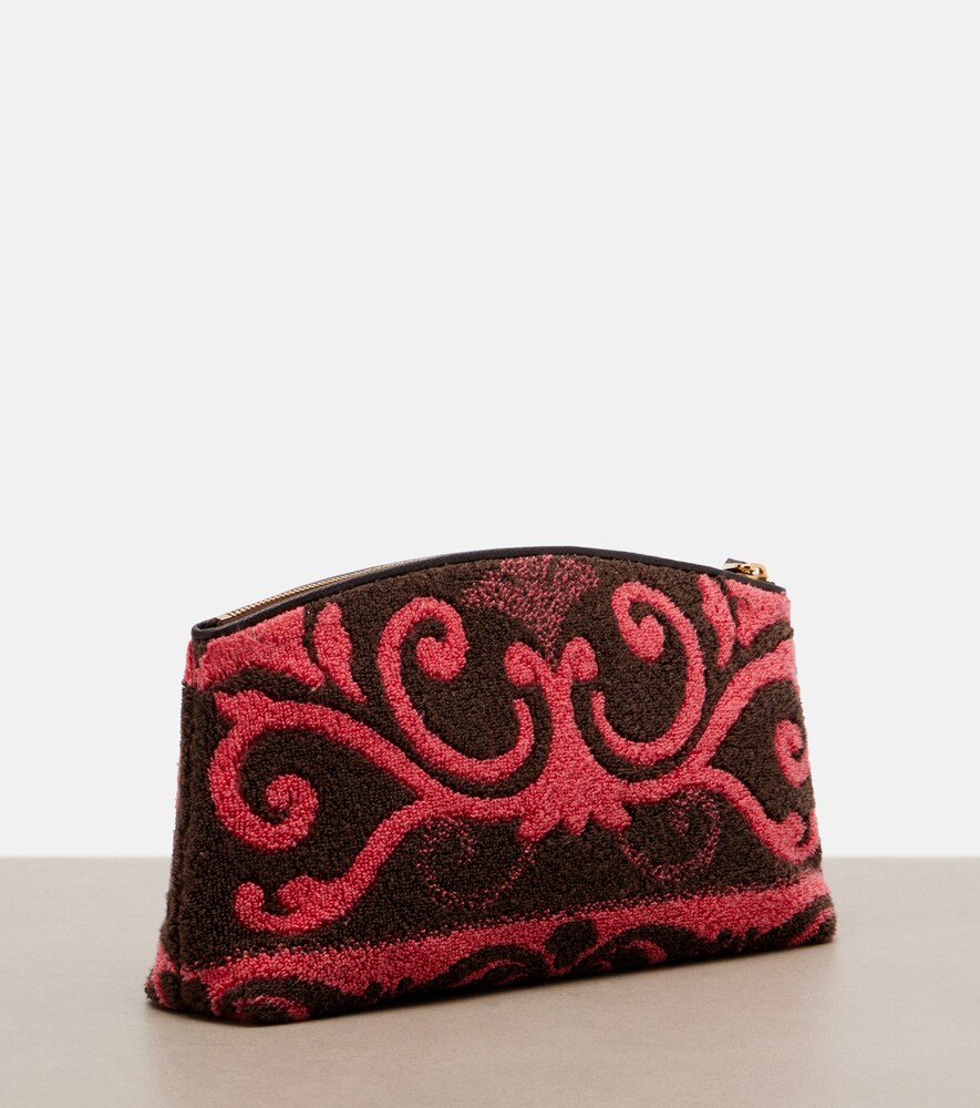  Valentino Garavani Valentino Garavani Vlogo Leather-trimmed Terry Pouch 