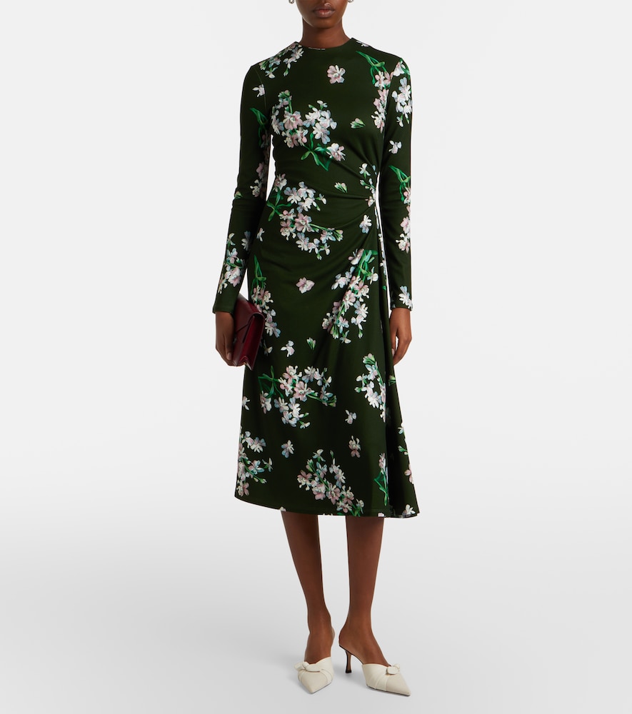 Erdem Draped floral midi dress