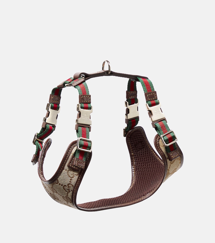 Gucci Unisex Brown Xs Gg Canvas Leather-Trimmed Dog Harness - Mytheresa