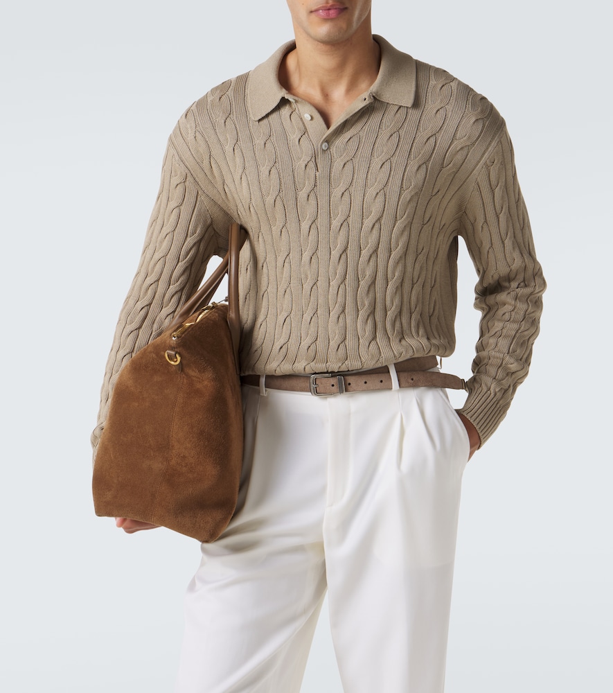 Ralph Lauren Purple Label Cable-knit cotton and silk polo sweater | Thumbnail 3