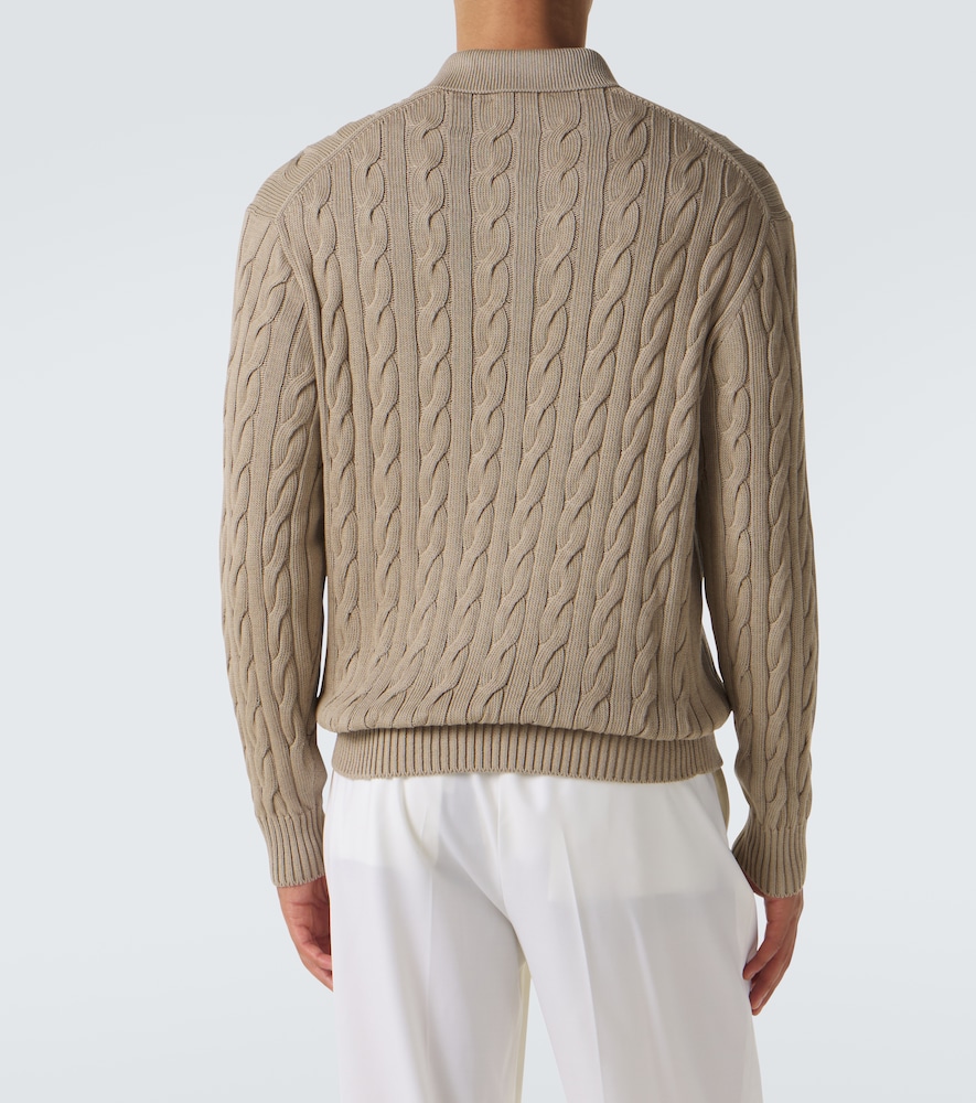 Ralph Lauren Purple Label Cable-knit cotton and silk polo sweater | Thumbnail 5