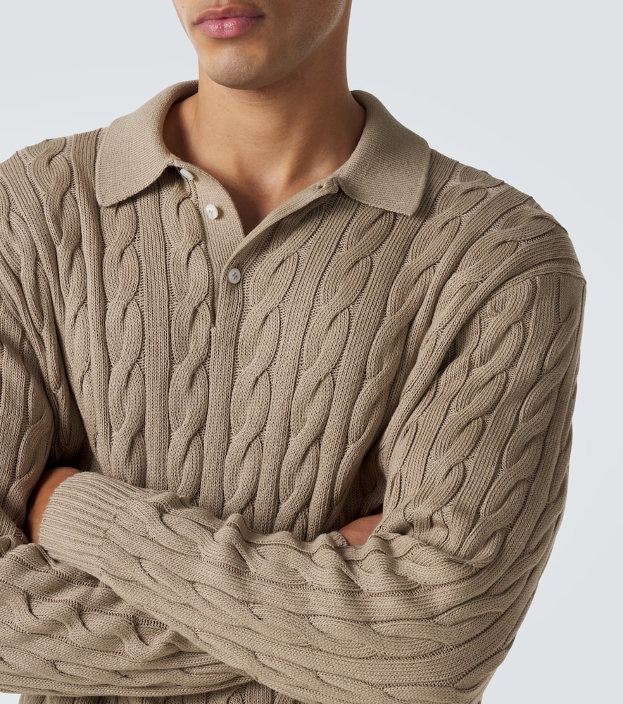 Ralph Lauren Purple Label Cable-knit cotton and silk polo sweater | Thumbnail 4