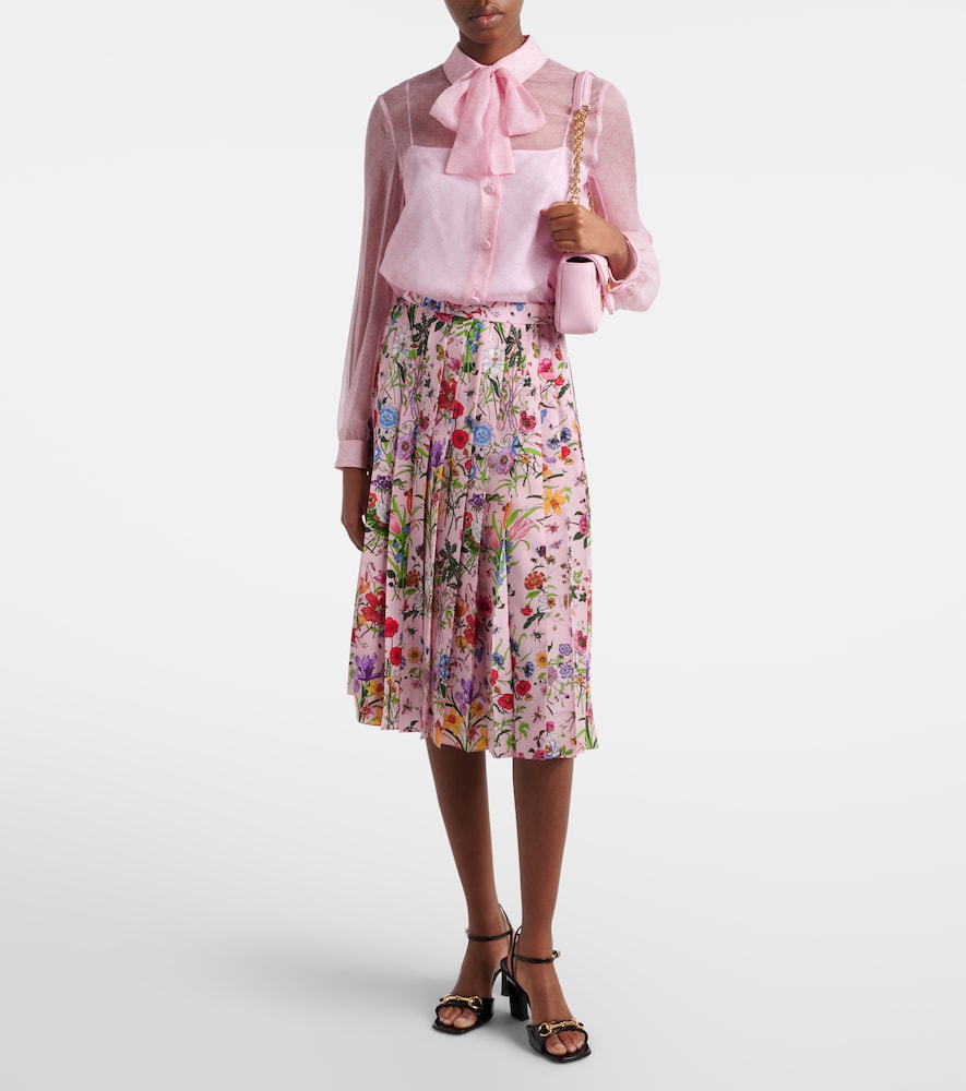 Gucci Floral pleated silk midi skirt