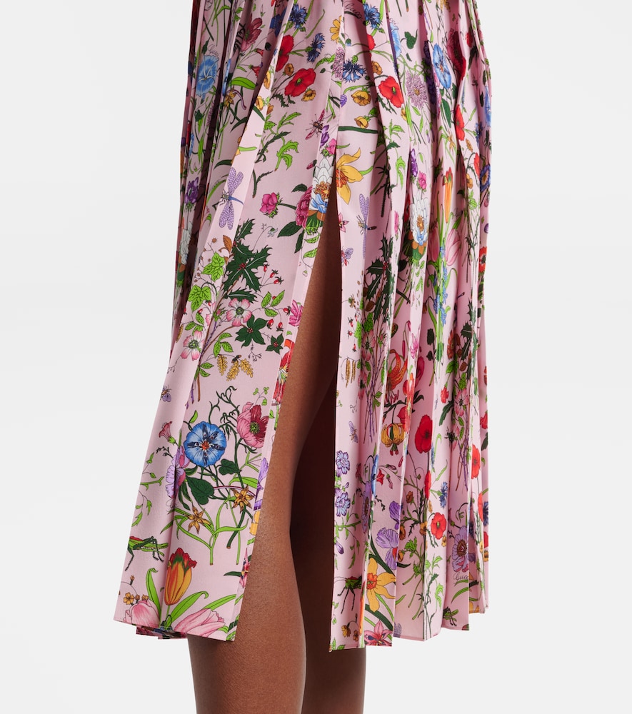  Gucci Gucci Floral Pleated Silk Midi Skirt 