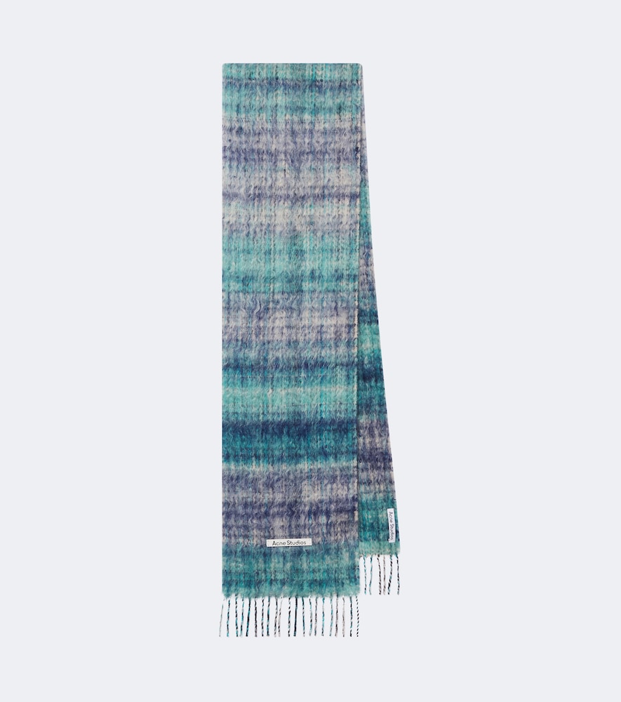 Acne Studios Fringed Mohair And Wool-blend Scarf In Blue