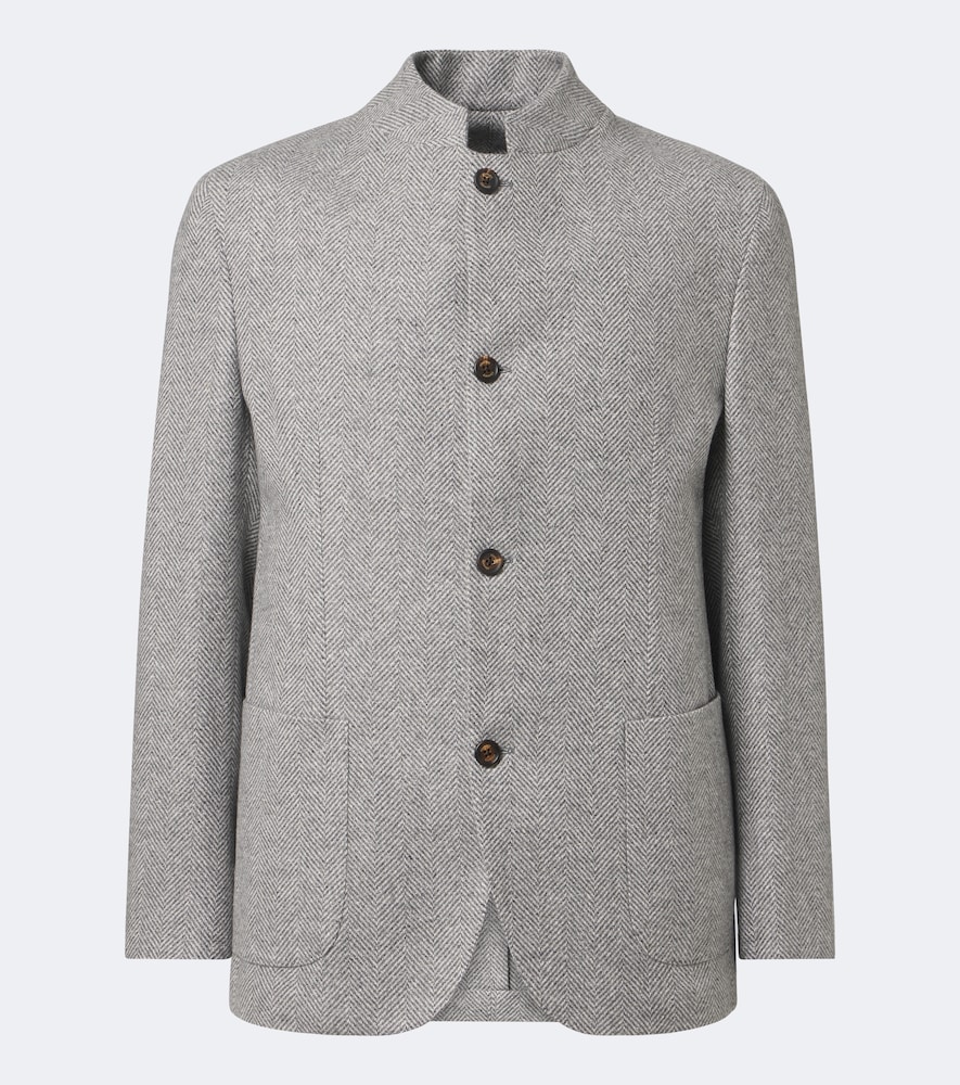 Blazer in cashmere e seta a spina di pesce