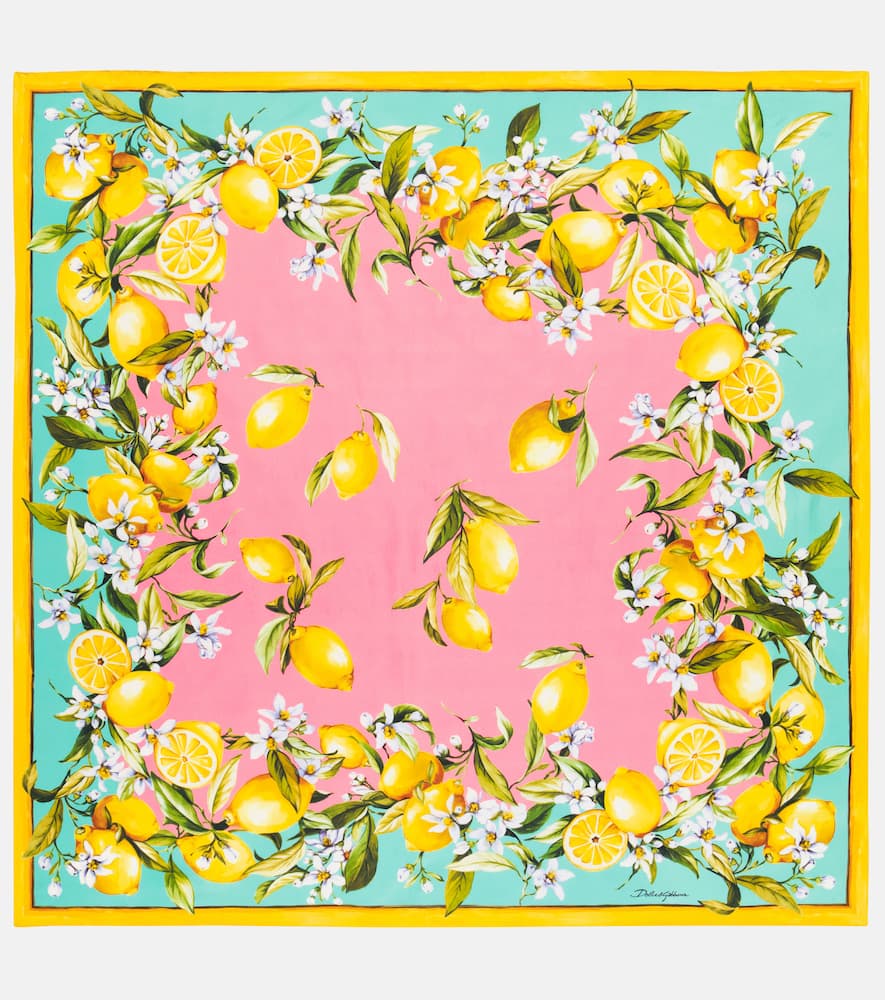 Dolce Gabbana Printed Silk Twill Scarf In Limoni ModeSens
