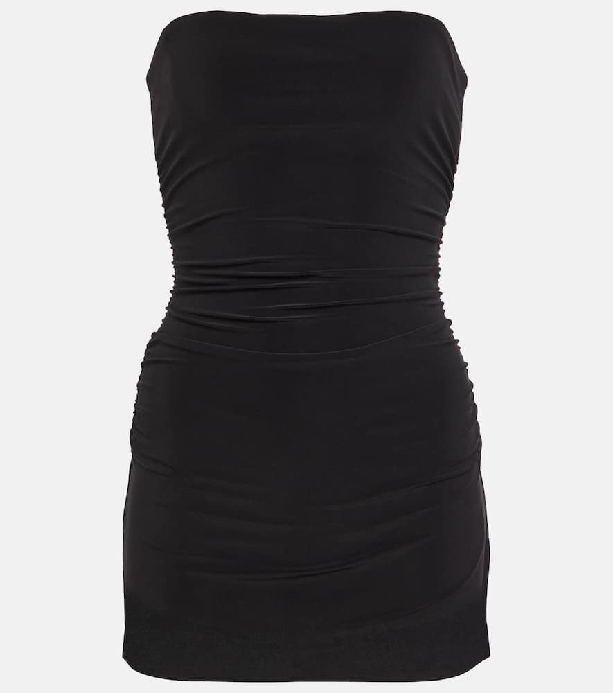 Norma Kamali Draped Strapless Mini Dress In Black