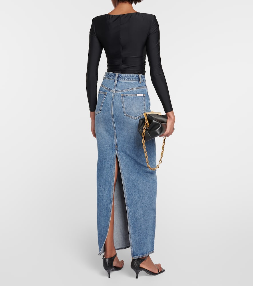 高腰牛仔加长半身裙