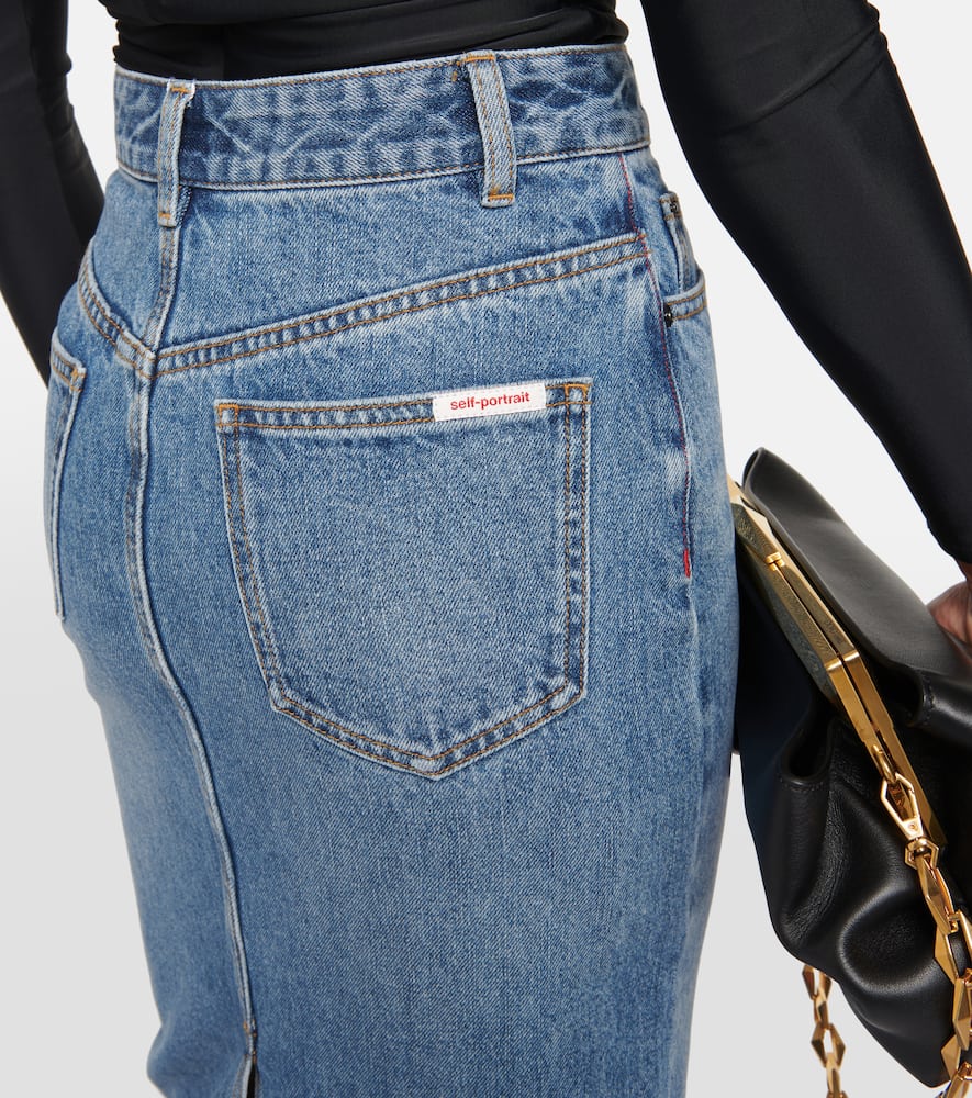 高腰牛仔加长半身裙