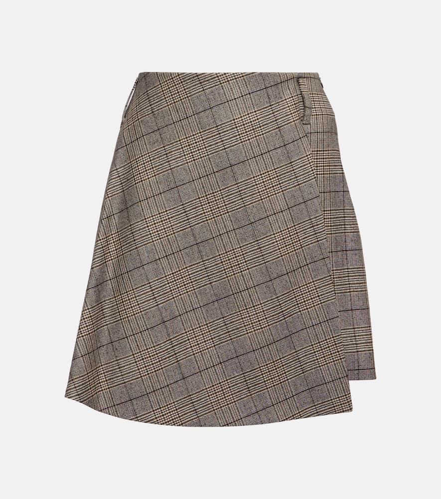 Brunello Cucinelli Checked wool and cotton miniskirt