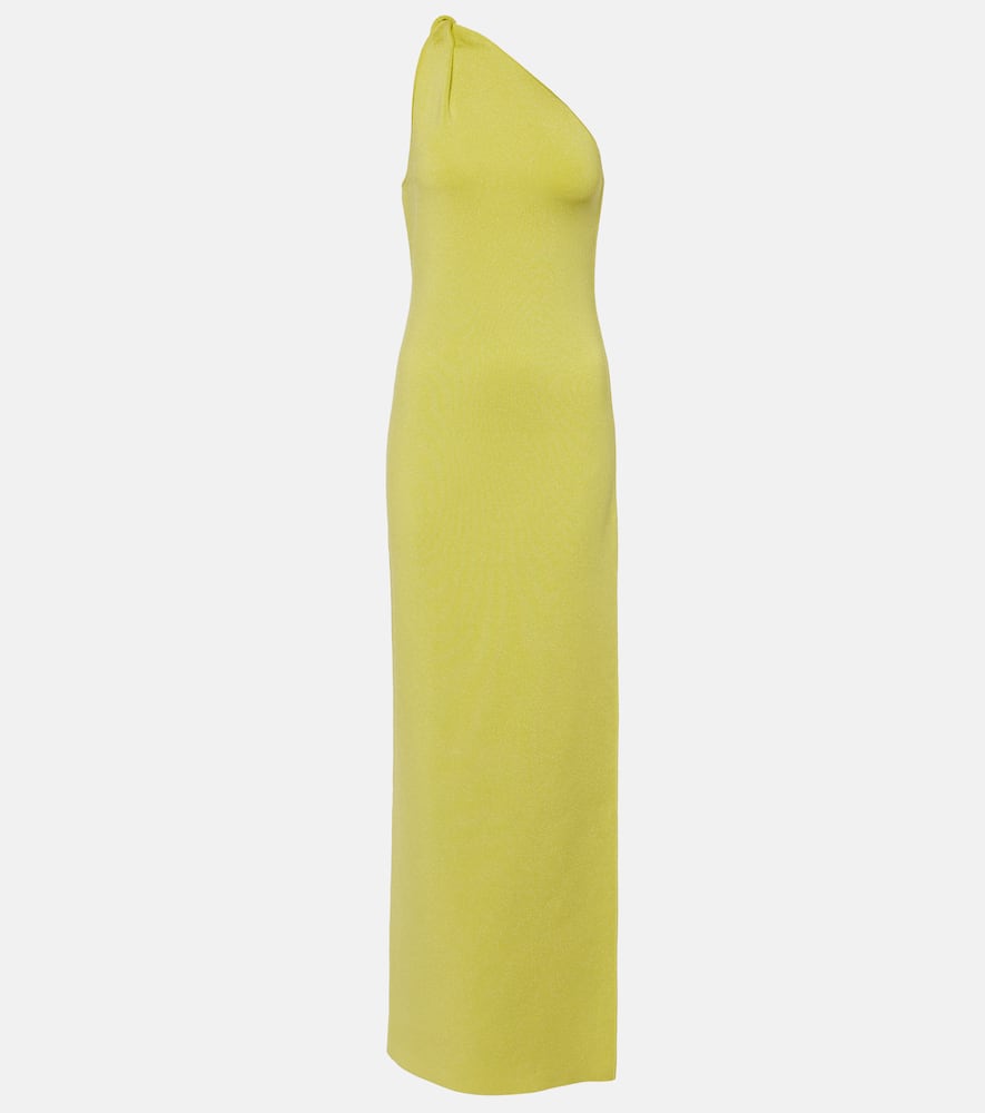 Shop Galvan Persephone One-shoulder Maxi Dress In Yellow