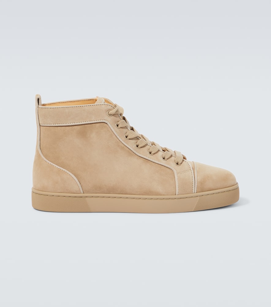 Christian Louboutin Louis Suede High-top Sneakers In Beige