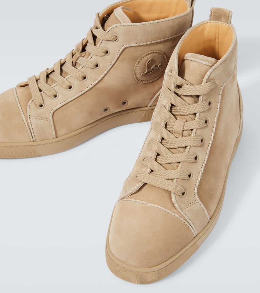 Christian Louboutin Louis Suede High-top Sneakers In Beige