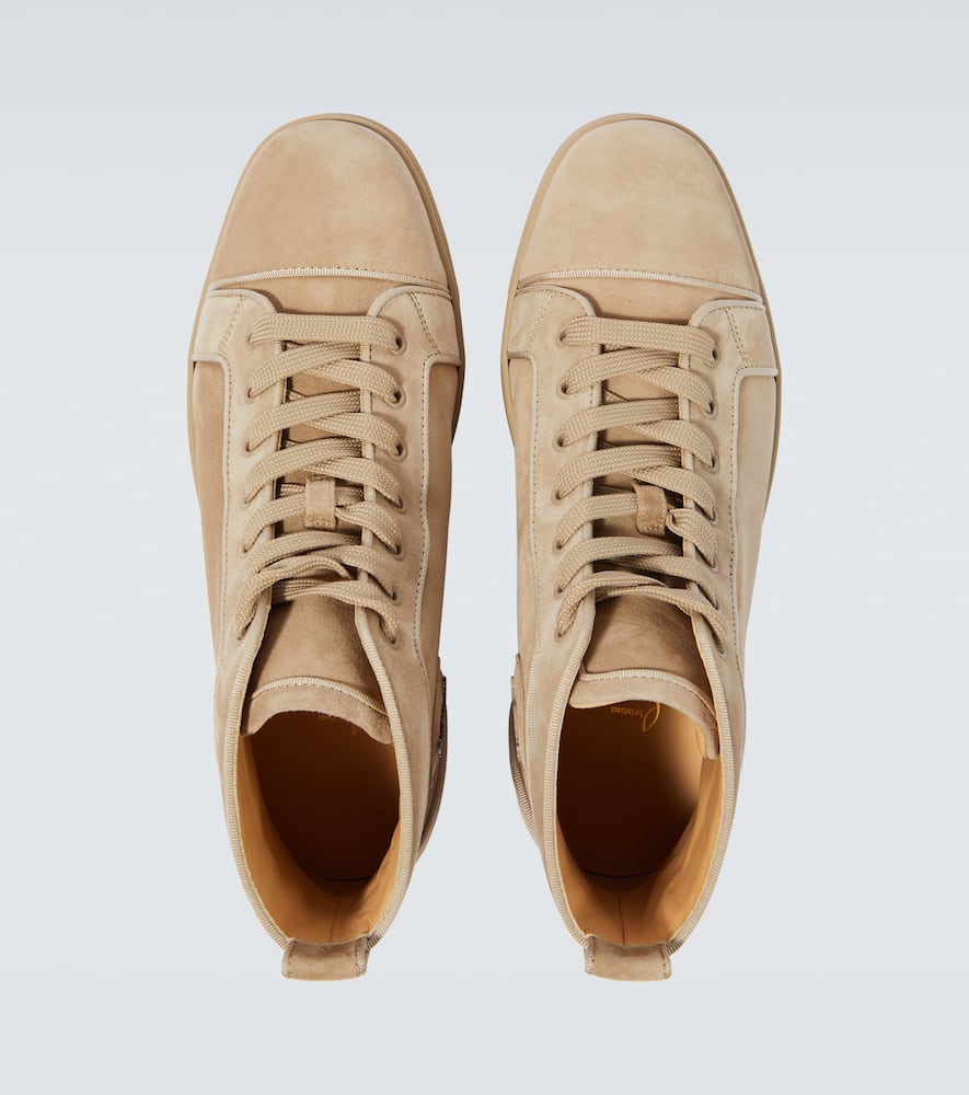 Christian Louboutin Louis Suede High-top Sneakers In Beige