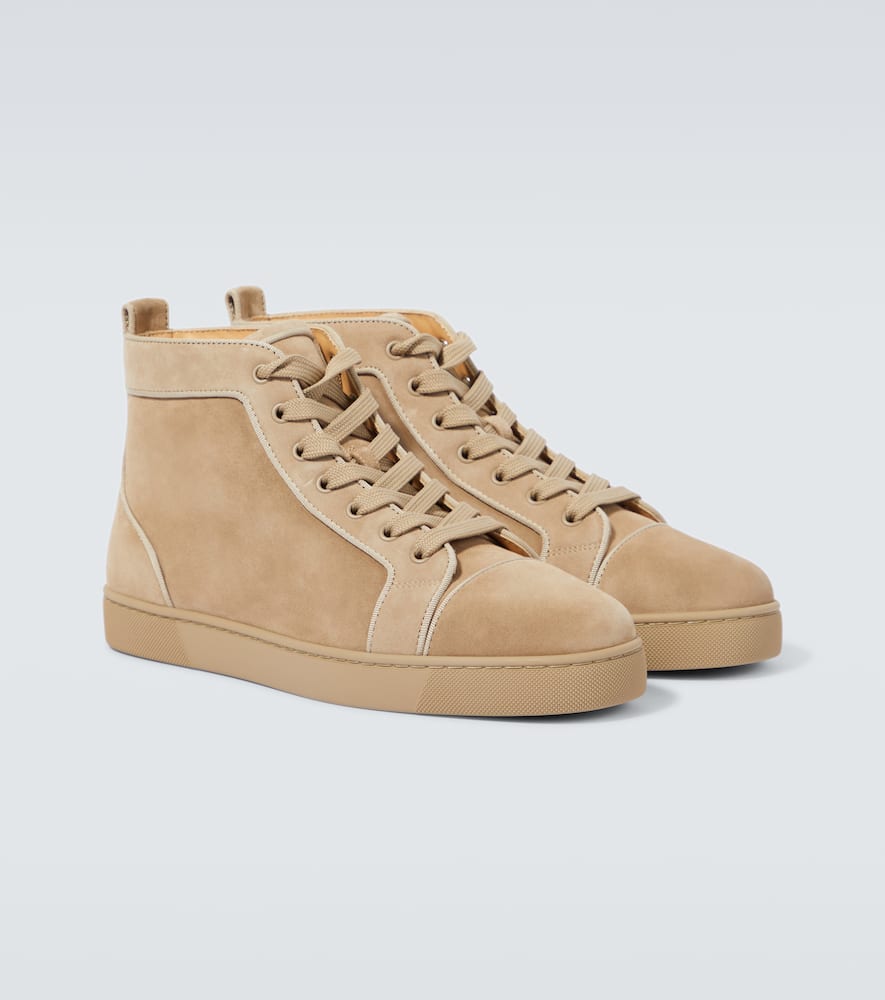 Christian Louboutin Louis Suede High-top Sneakers In Beige