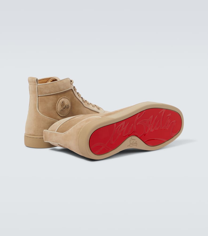 Christian Louboutin Louis Suede High-top Sneakers In Beige