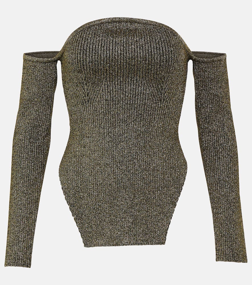 Khaite Maria Off-shoulder Top In Gold