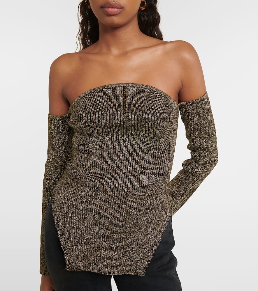 Khaite Maria Off-shoulder Top In Gold