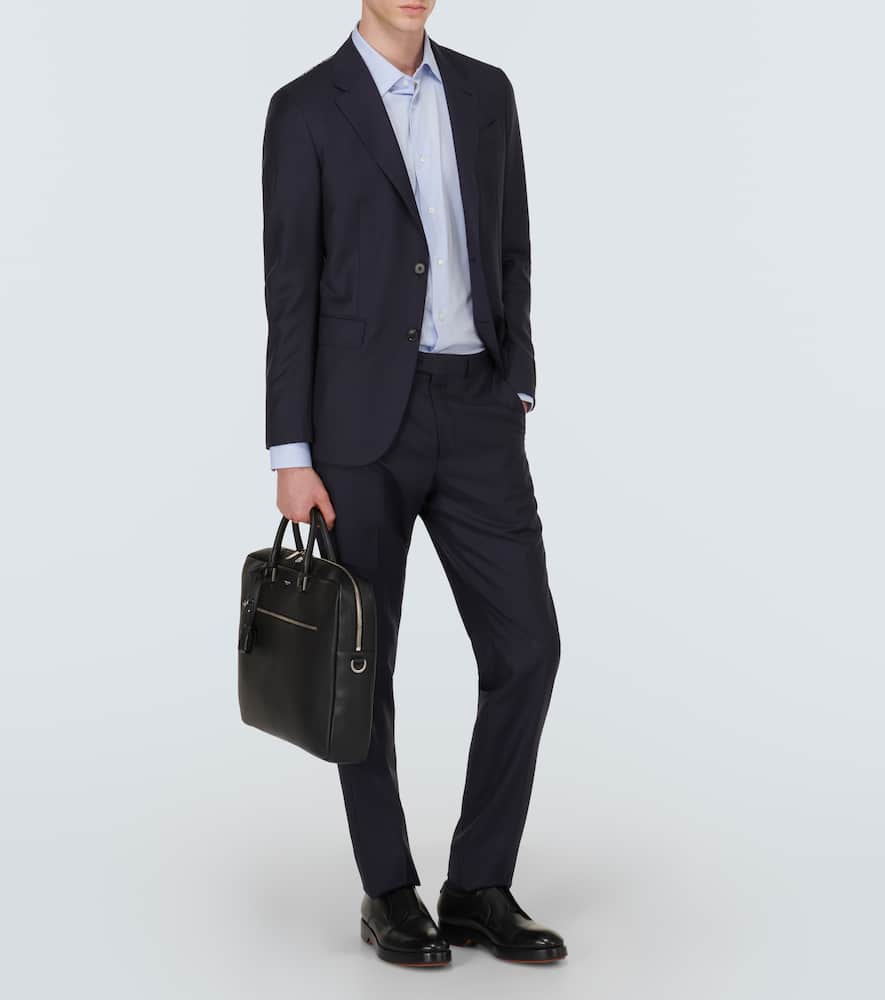 Zegna Long-sleeve Button-cuff Shirt In Blue