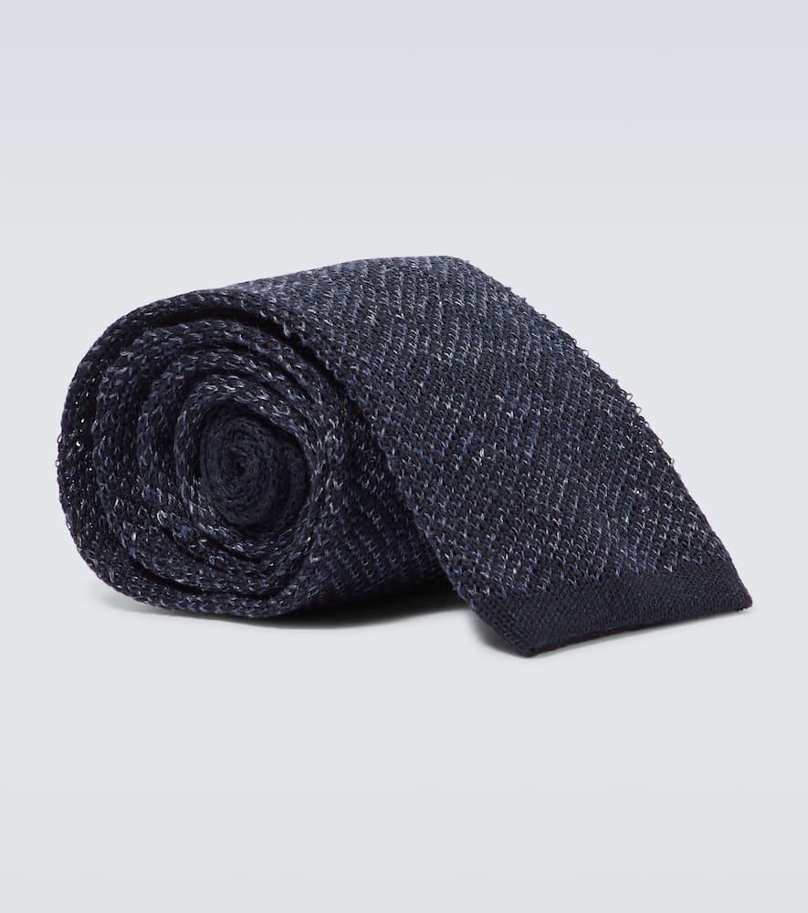 Ralph Lauren Purple Label Silk And Linen Tie In Blue