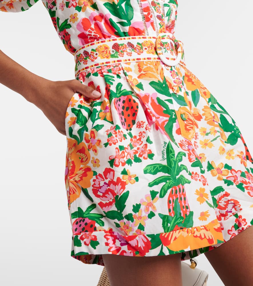 FARM RIO FLOWERFUL SKETCH PRINTED COTTON ROMPER