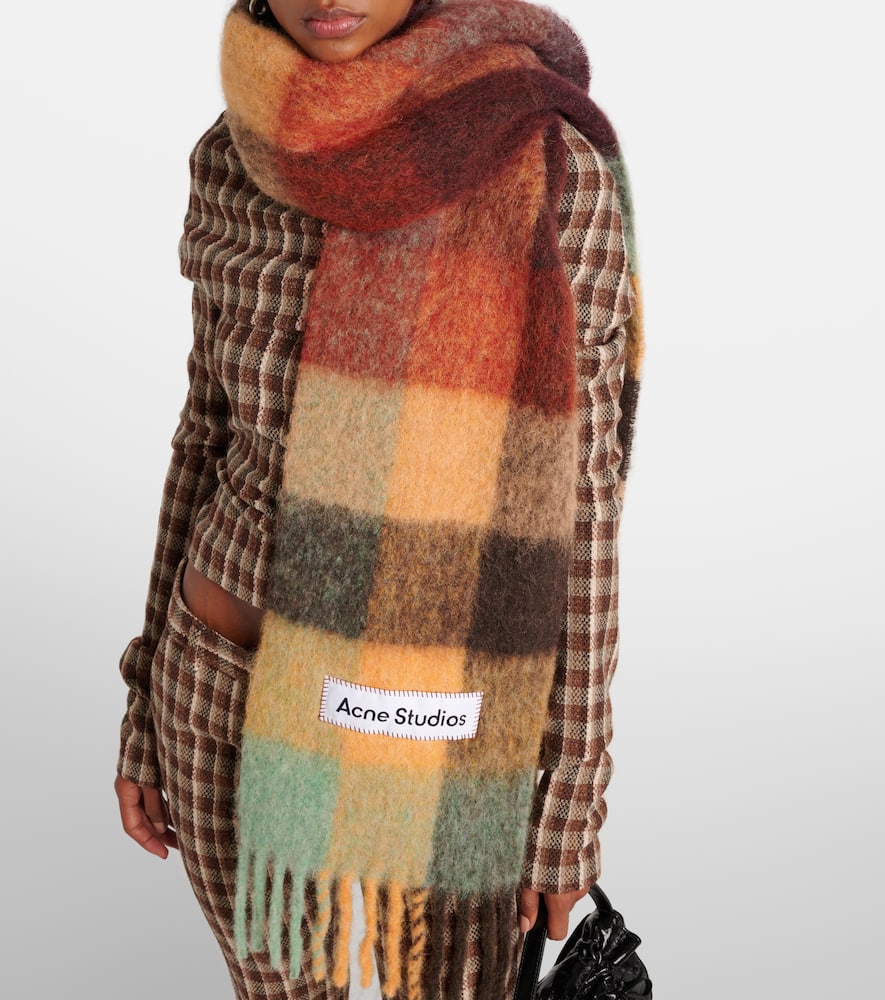 Acne Studios Women Multicolor Scarf With Check Motif And Logo Patch In Alpaca And Wool Blend Woman