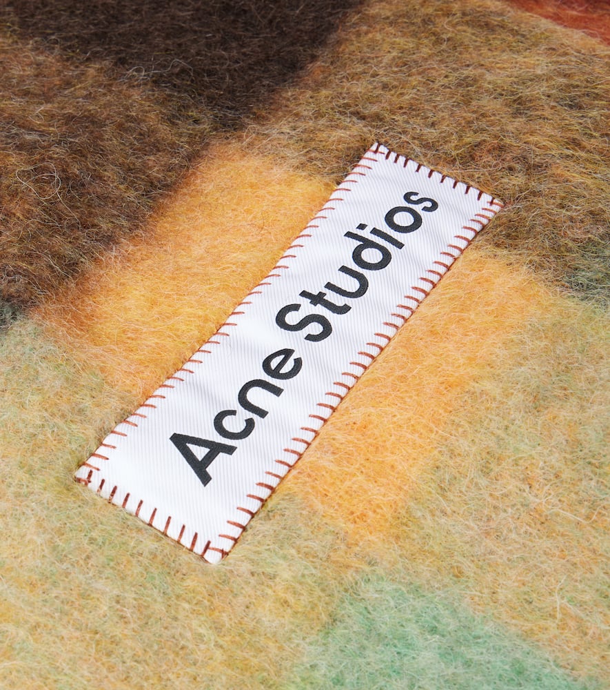 Acne Studios Women Multicolor Scarf With Check Motif And Logo Patch In Alpaca And Wool Blend Woman