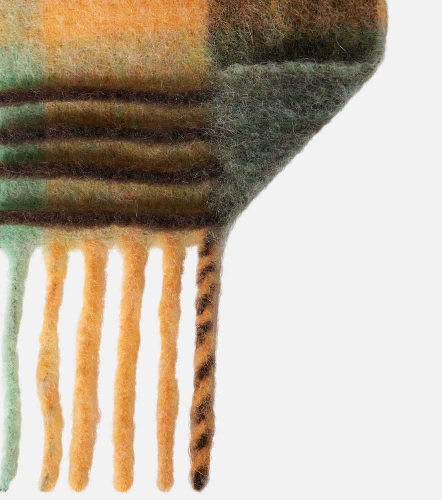 Acne Studios Women Multicolor Scarf With Check Motif And Logo Patch In Alpaca And Wool Blend Woman