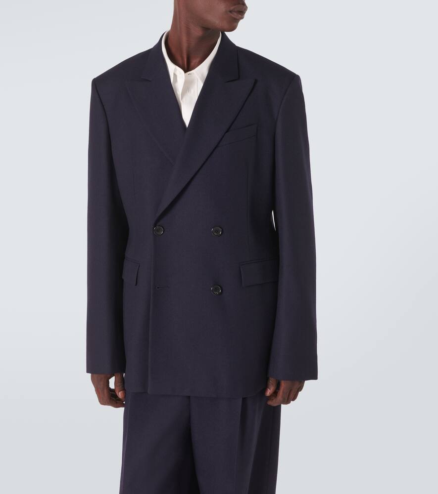Loewe Navy Blue Double-breasted Jacket In Wool In Blue
