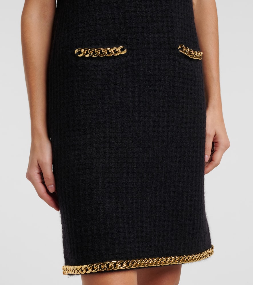 Tory Burch Chain-trimmed Wool-blend Dress In Black