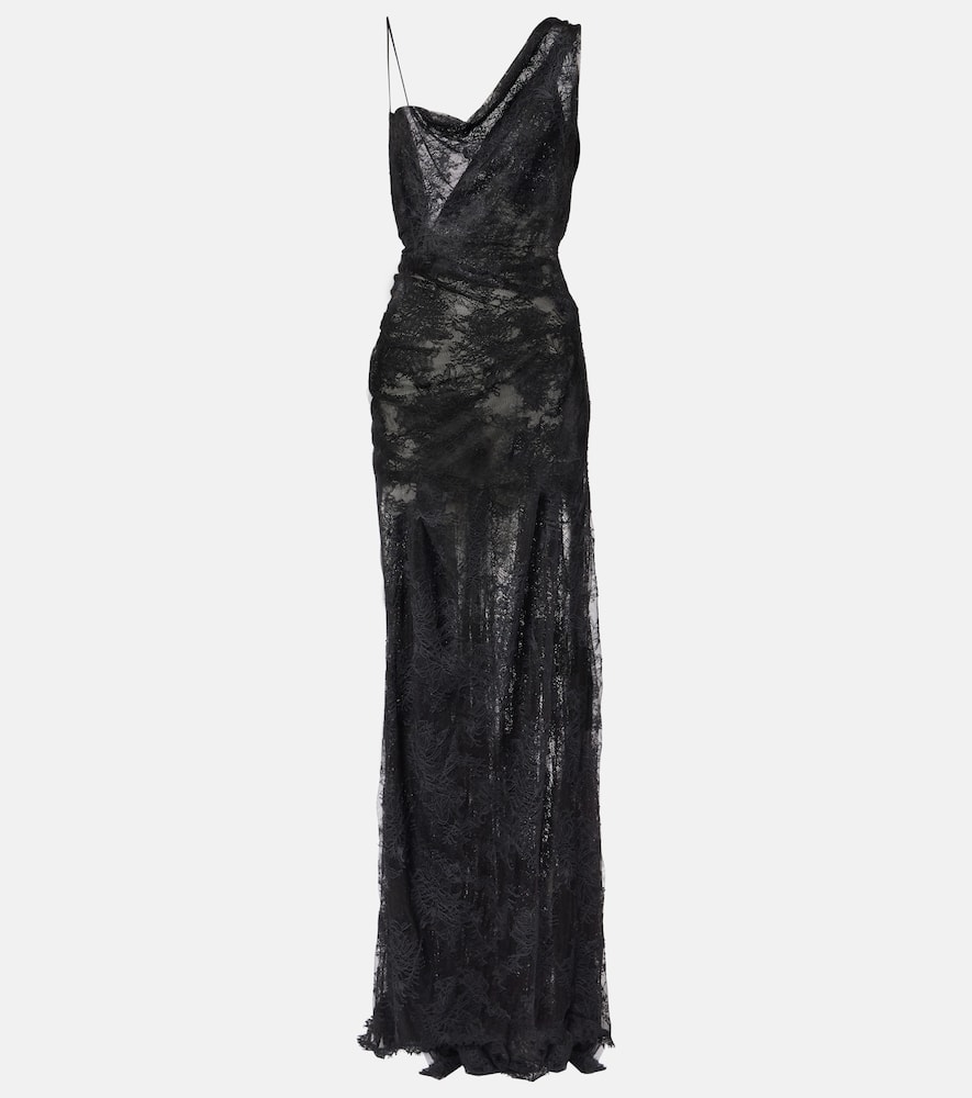 Vivienne Westwood Bridal Lace Minerva Semi-sheer Open-back Gown In Black