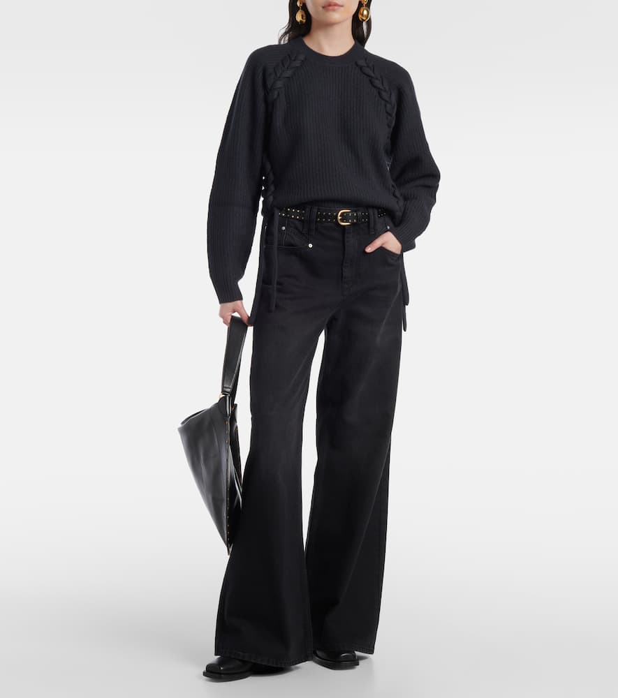 Isabel Marant Noelia Braided Wool Sweater In Grey