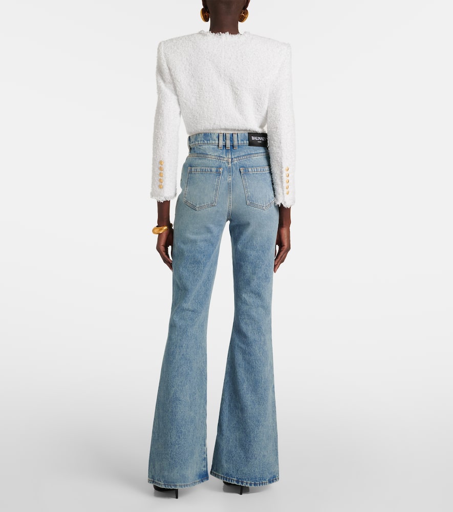 Balmain High-waisted Flared Denim Jeans In Blue