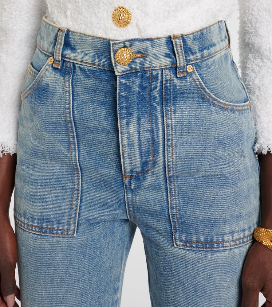 Balmain High-waisted Flared Denim Jeans In Blue