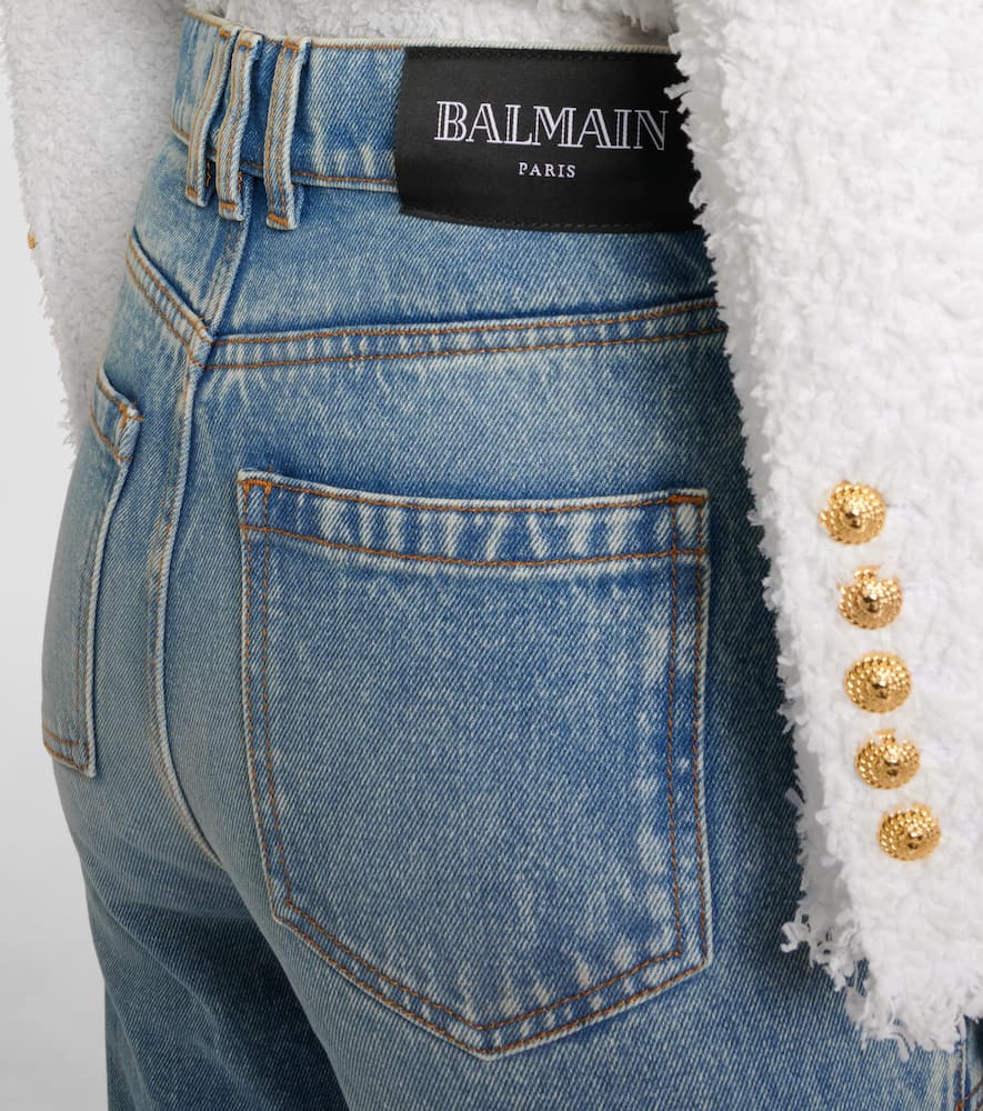 Balmain High-waisted Flared Denim Jeans In Blue