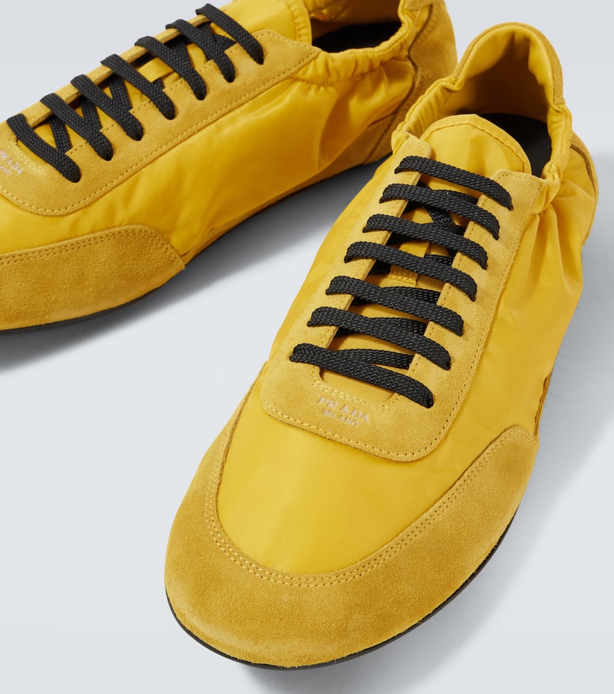 Prada Collapse Re-nylon And Suede Sneakers In Blue