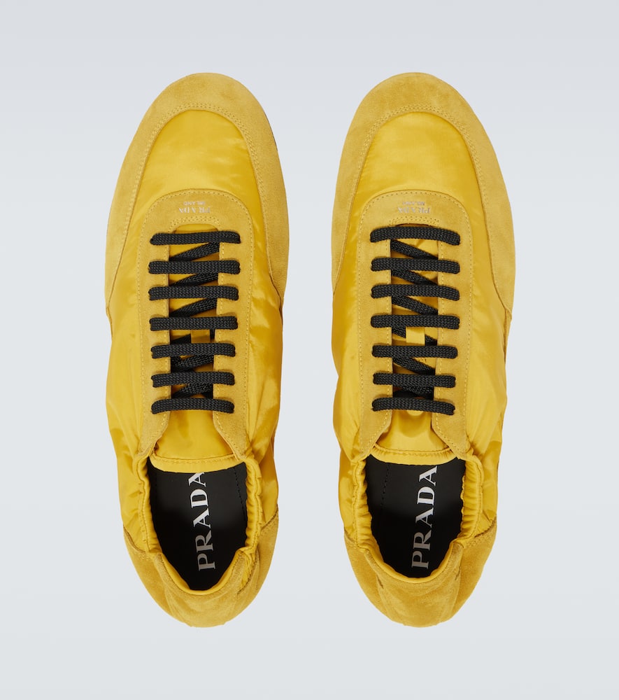Prada Collapse Re-nylon And Suede Sneakers In Blue