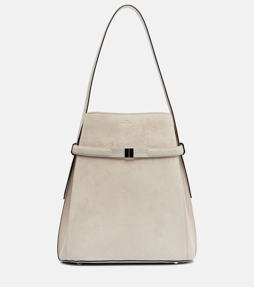 Toteme Women's Beige Belted Medium Suede Bucket Bag