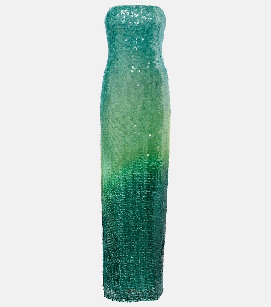 Simkhai Translucent Sequined Semi-sheer Gown In Green