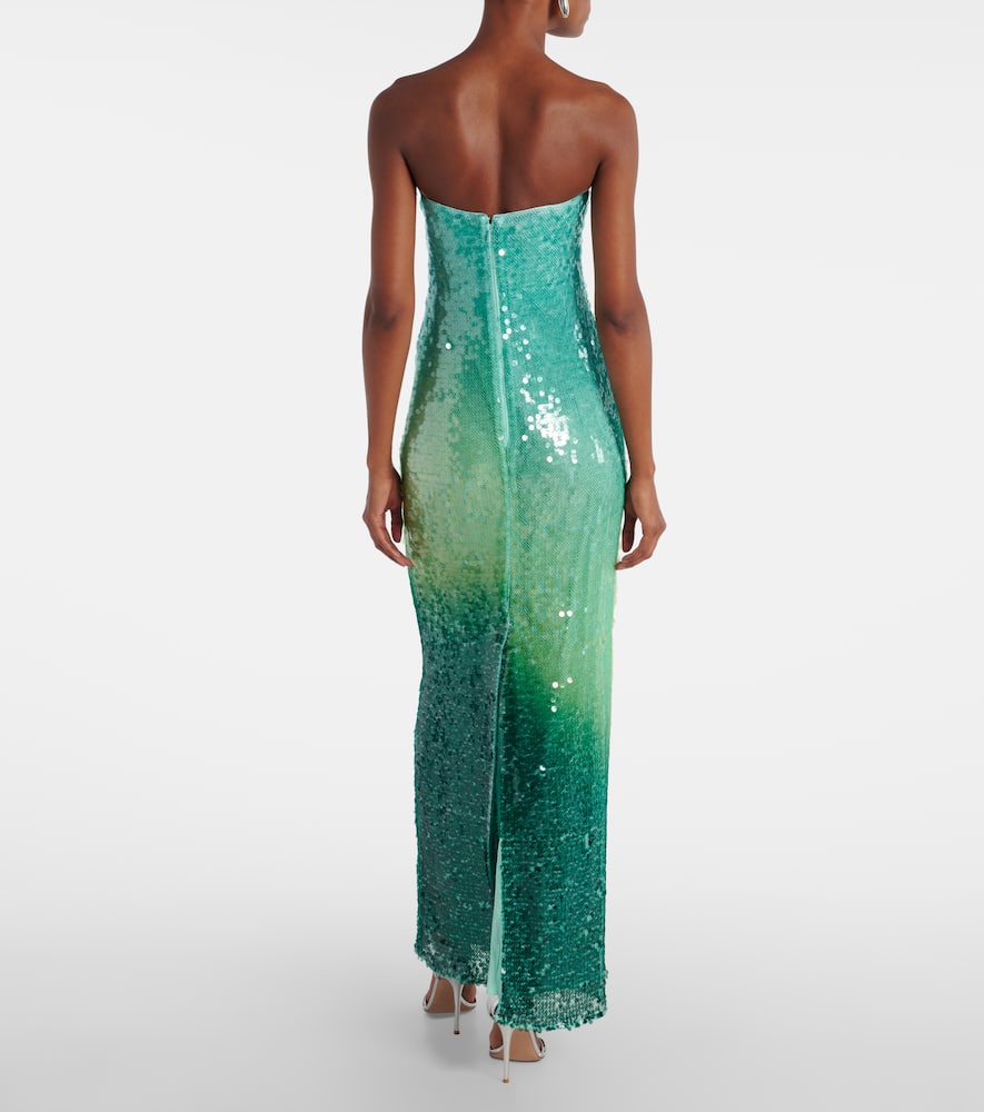Simkhai Translucent Sequined Semi-sheer Gown In Green