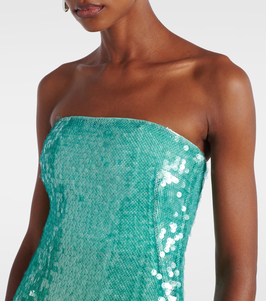 Simkhai Translucent Sequined Semi-sheer Gown In Green