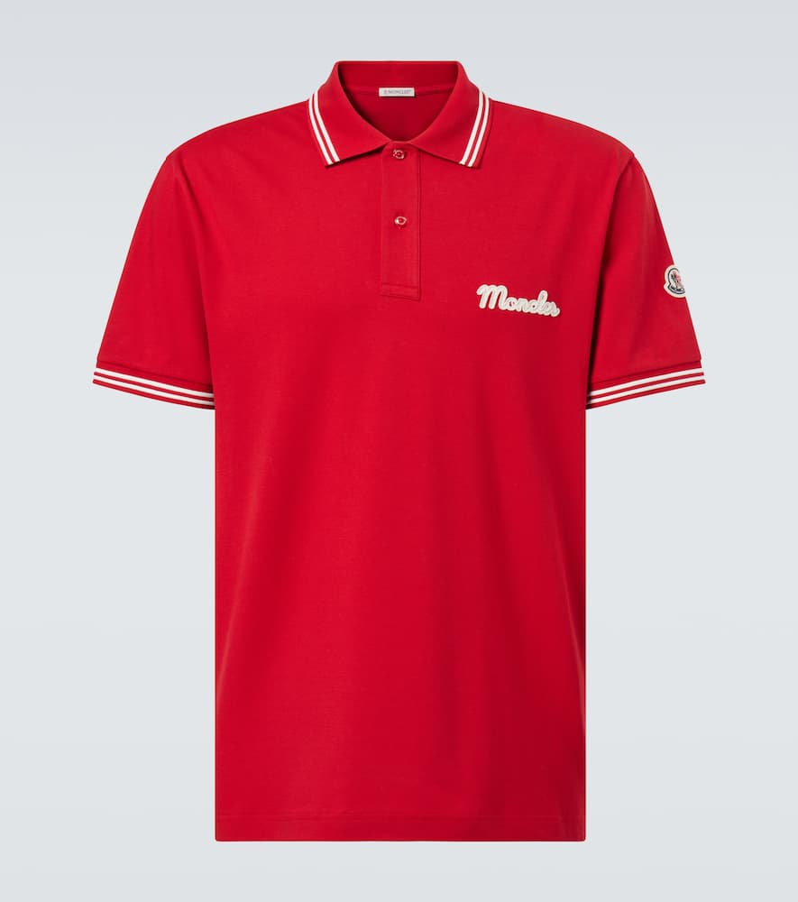 Moncler Lapel Short Sleeve Polo Shirt In Red