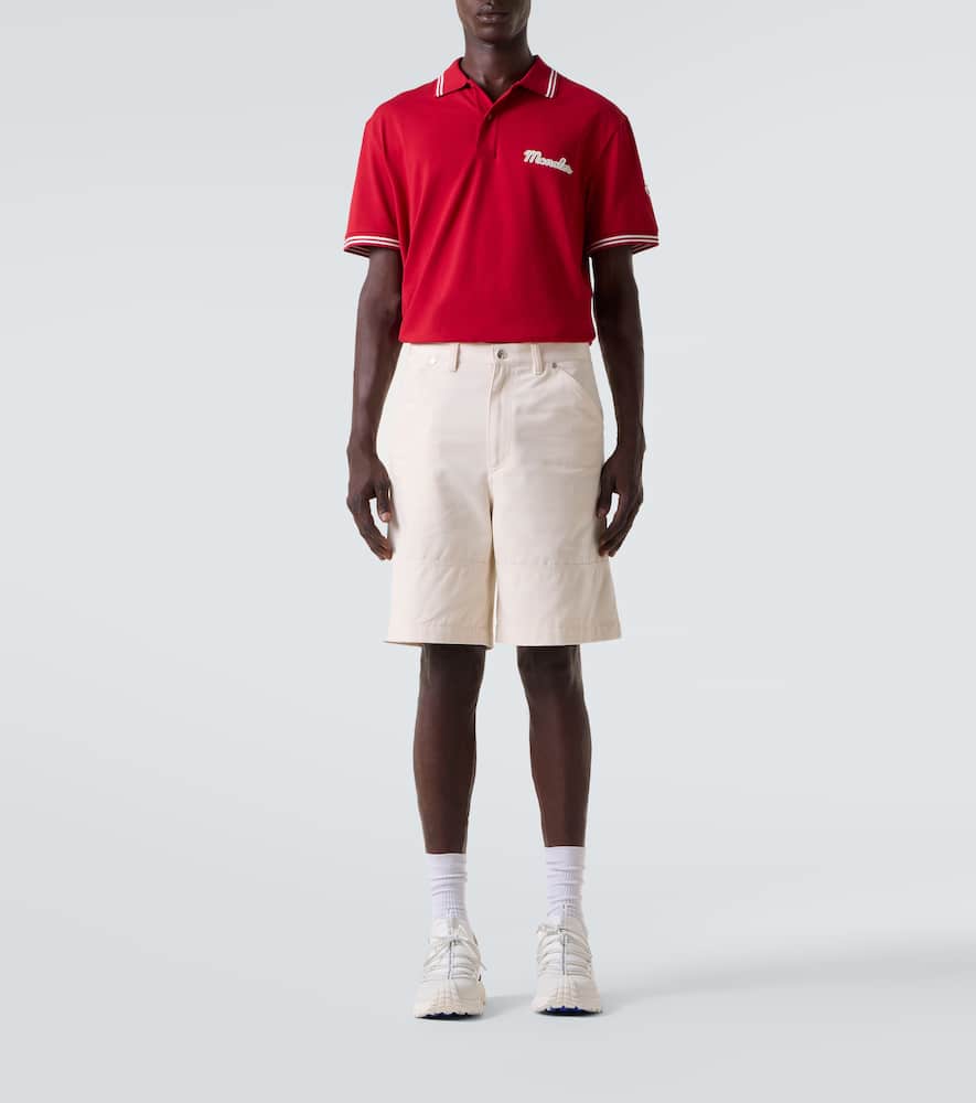 Moncler Lapel Short Sleeve Polo Shirt In Red