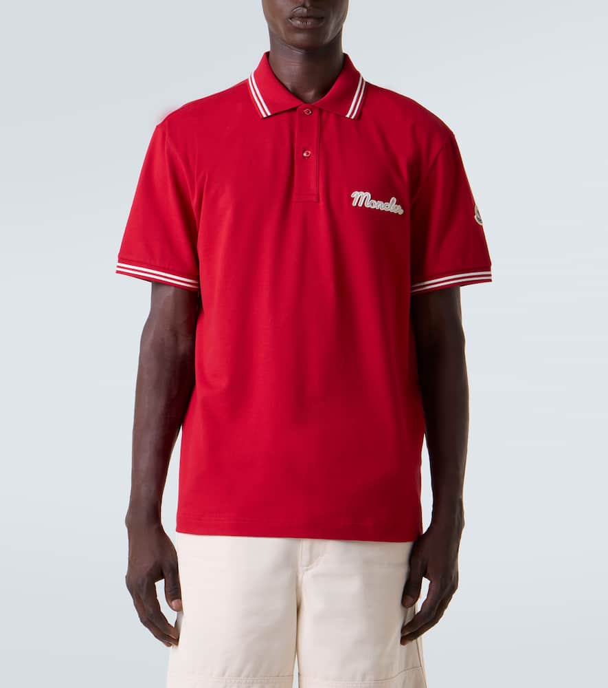 Moncler Lapel Short Sleeve Polo Shirt In Red