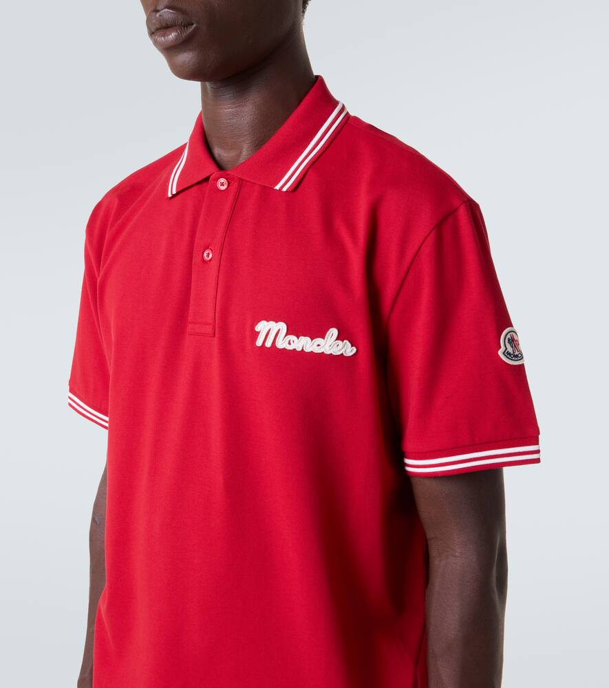 Moncler Lapel Short Sleeve Polo Shirt In Red